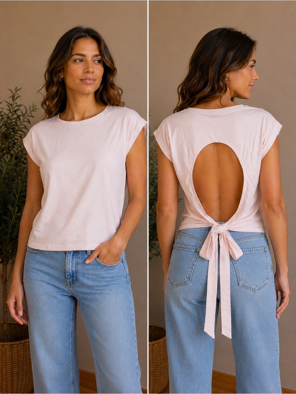 557. American Eagle Blush Pink Open Back Tie Tank Top